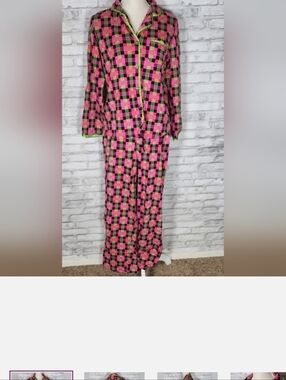 Betseyville Lime Green Hot Pink Plaid Pajama Set